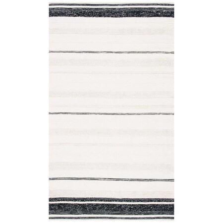 Safavieh 6 x 9 ft. Striped Kilim Hand Woven Rectangle Area Rug Ivory & Black STK512A-6